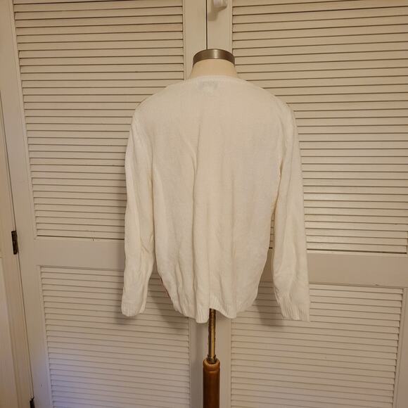 Argyle Knit Alfred Dunner Beaded Sweater Embroidered Floral Medium Winter Soft - Picture 5 of 6